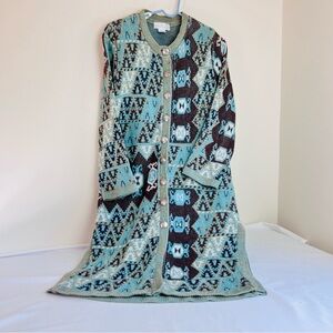 Soft Surroundings Tapestry Duster Long Sweater Cardigan Southwest Aztec